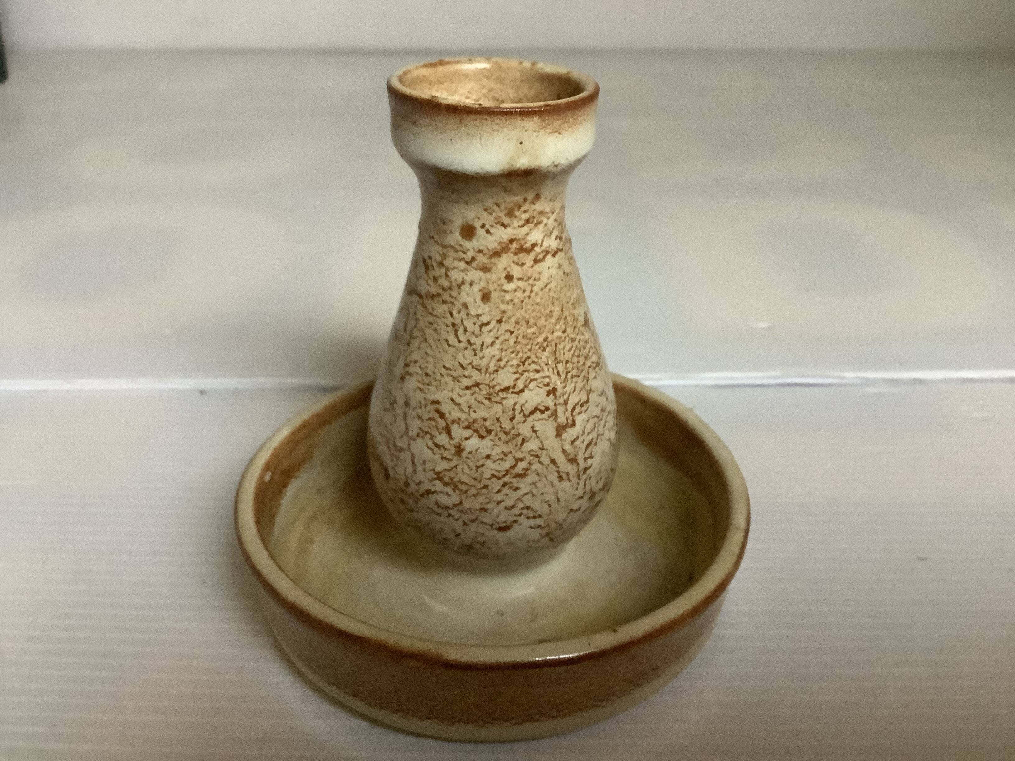 Speckled beige ceramic candle holder