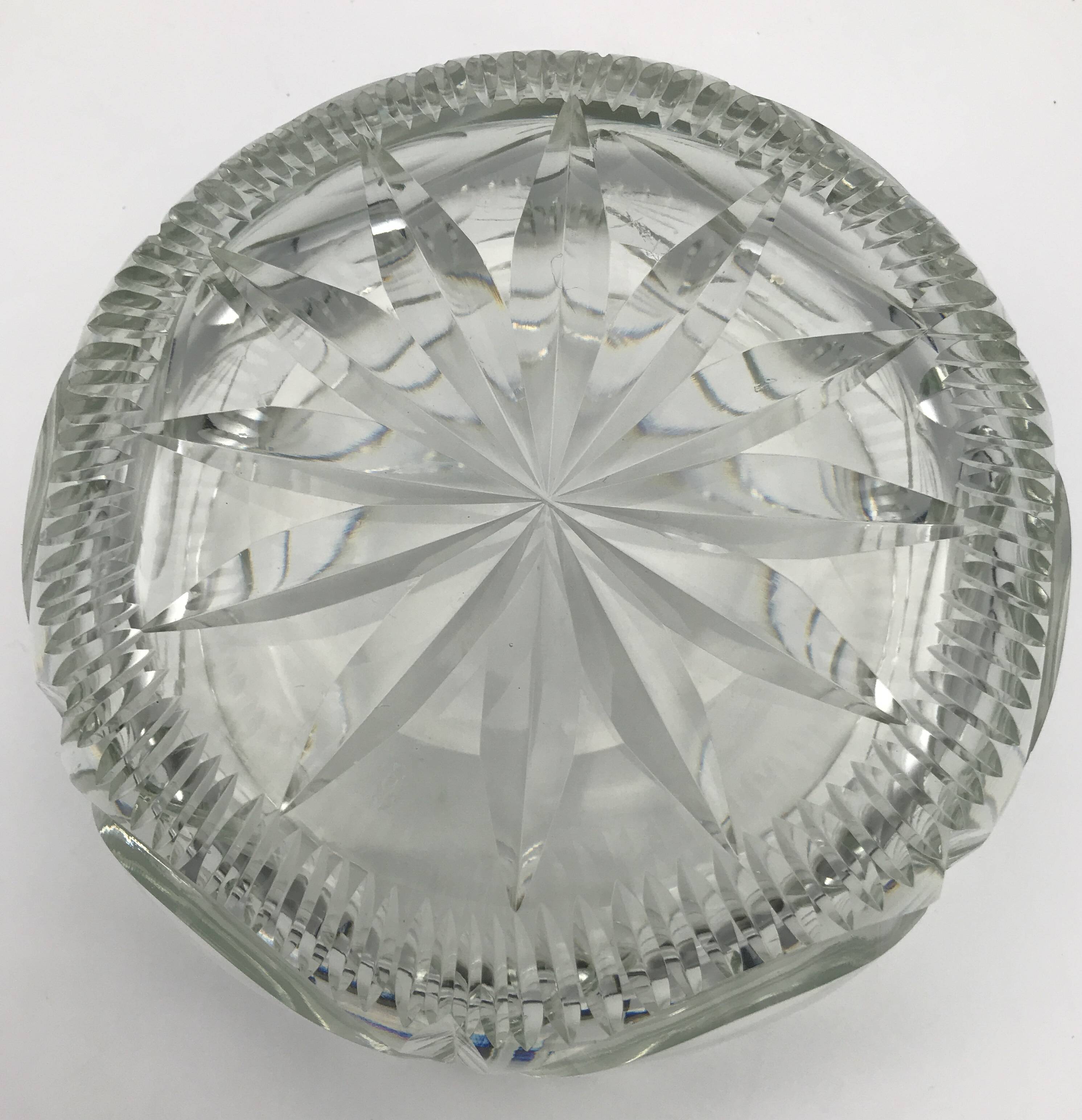 FRUIT CUTTER, SALAD BOWL in Solid CRYSTAL decorated with Hand-Cut PATTERNS