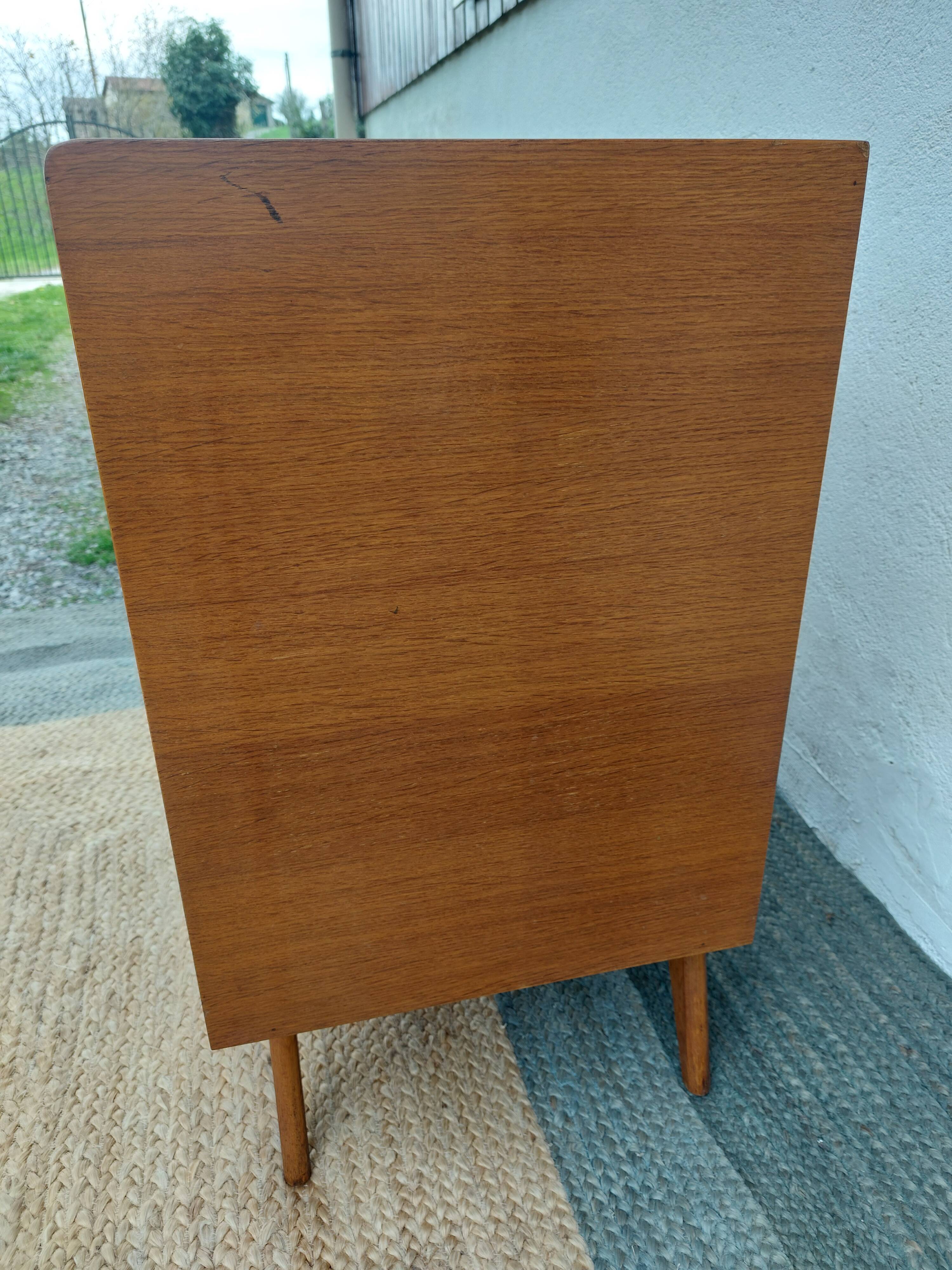 commode pieds compas, osier, vintage