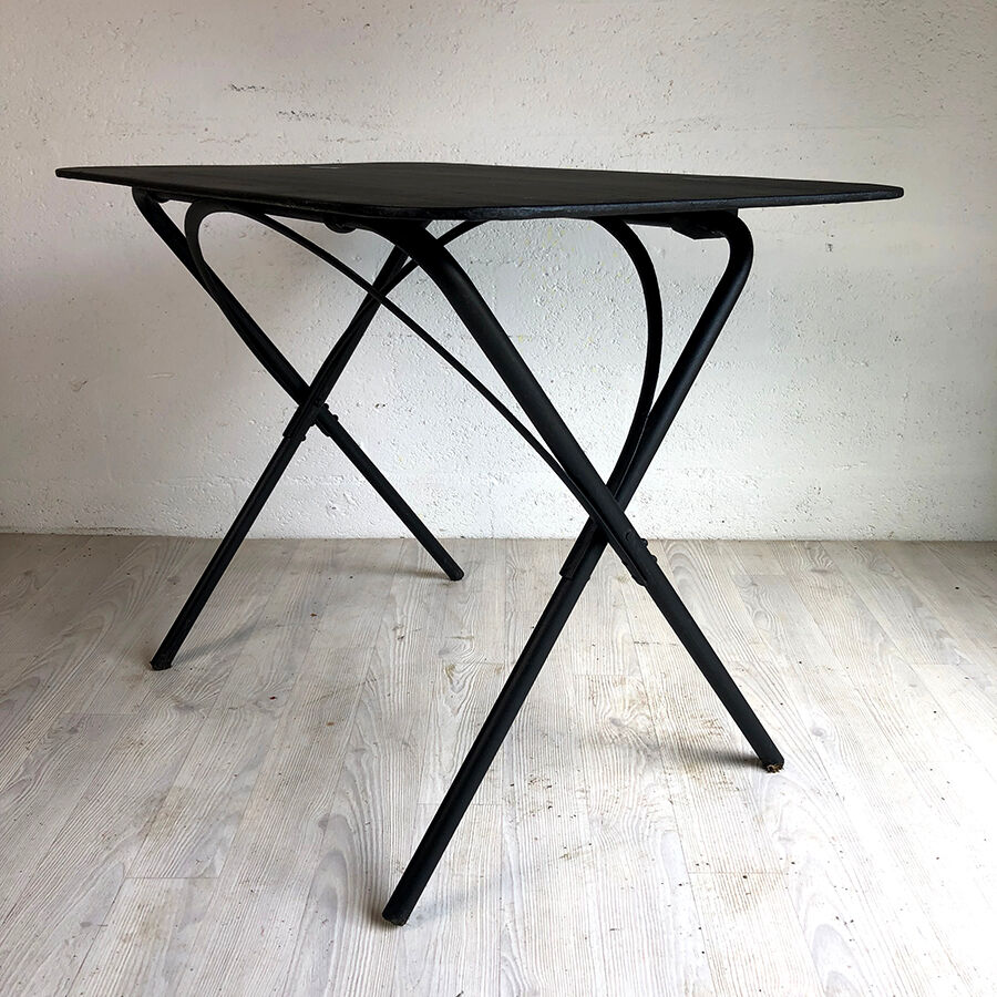 60 ' s folding vintage garden table in black metal