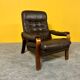 Vintage Scandinavian brown leather armchair 1960s
