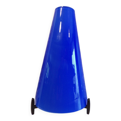 Lampe tripode verre bleu 1980