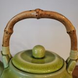 Teapot in glazed stoneware and bamboo