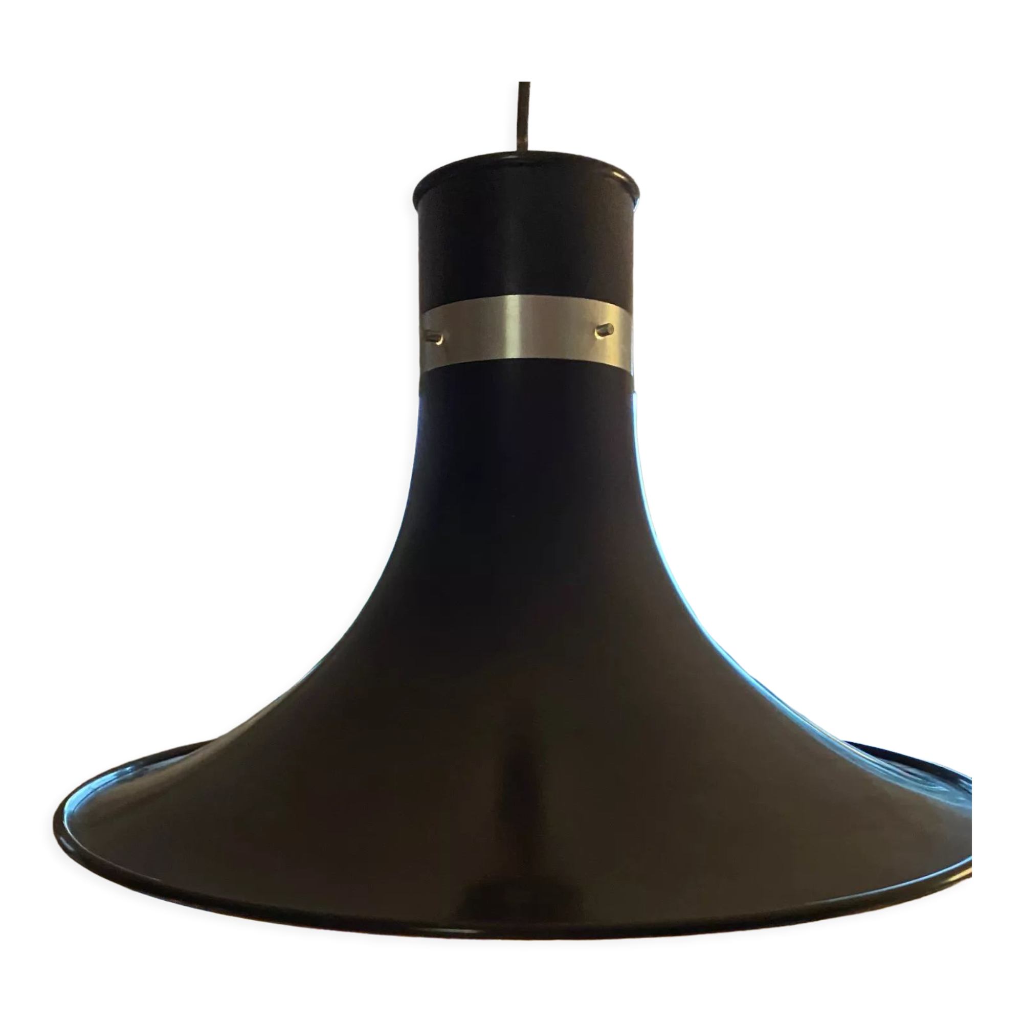 Brown lacquered metal pendant lamp