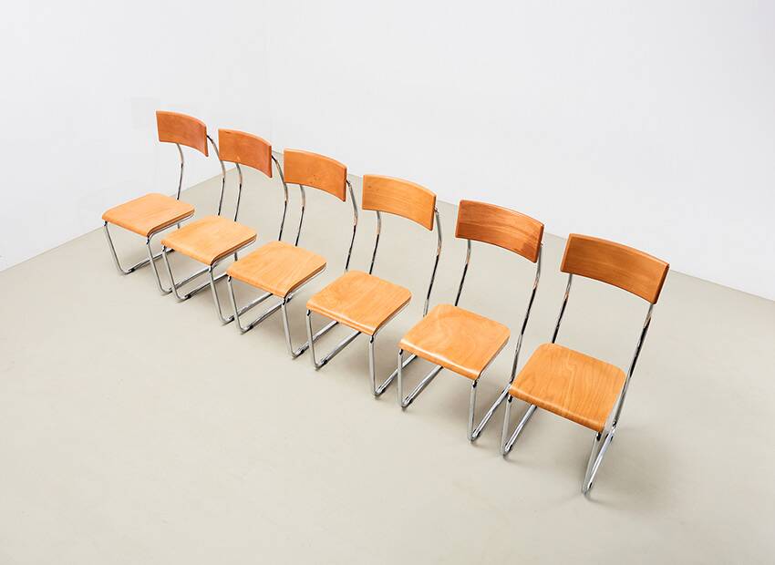 Giuseppe Terragni Set of 6 Lariana Dining Chairs Italy 1936/1990s