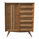 Commode bois et rotin 1/2 armoire