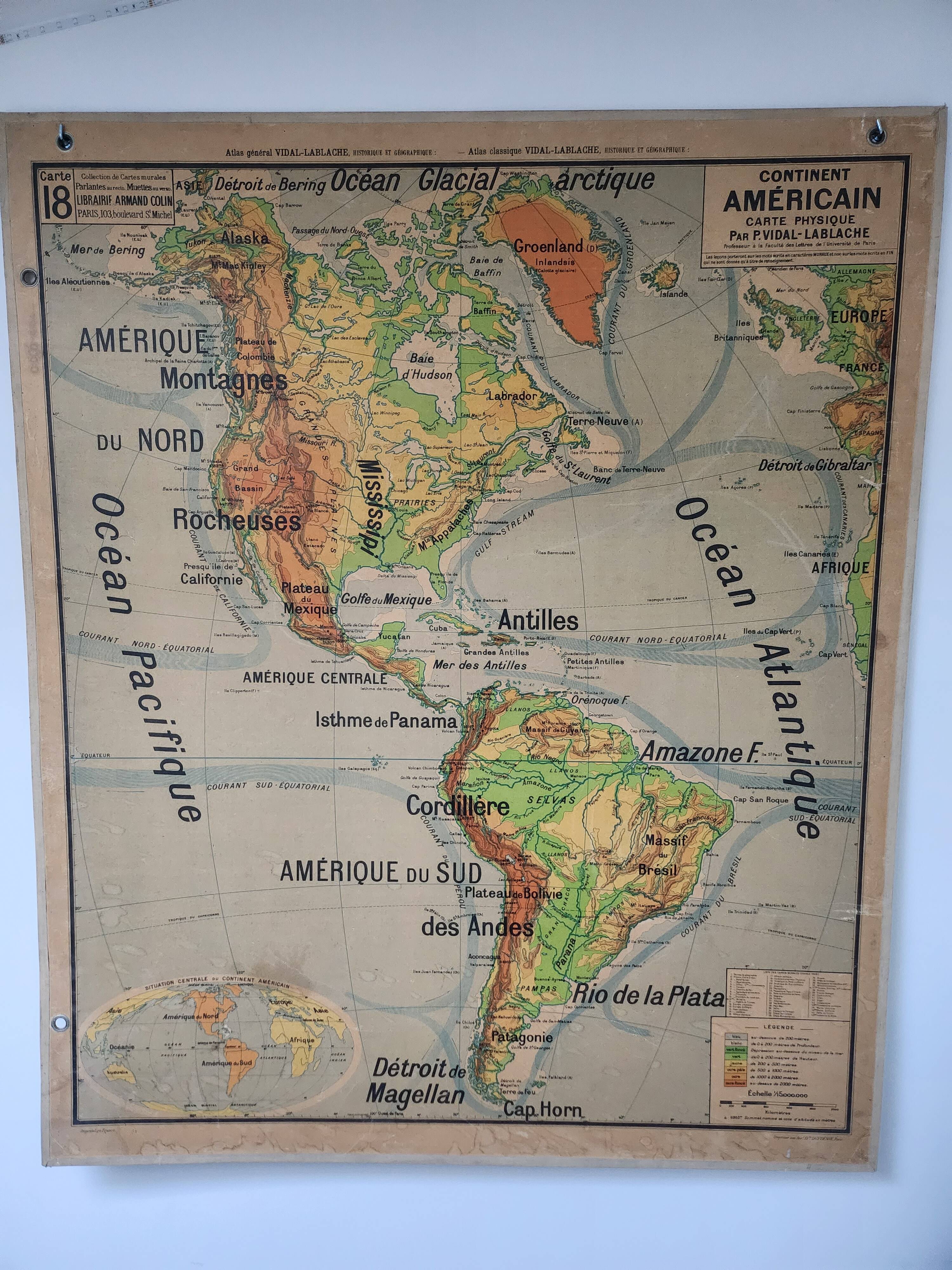 School wall map vidal lablache 18 and 18 bis