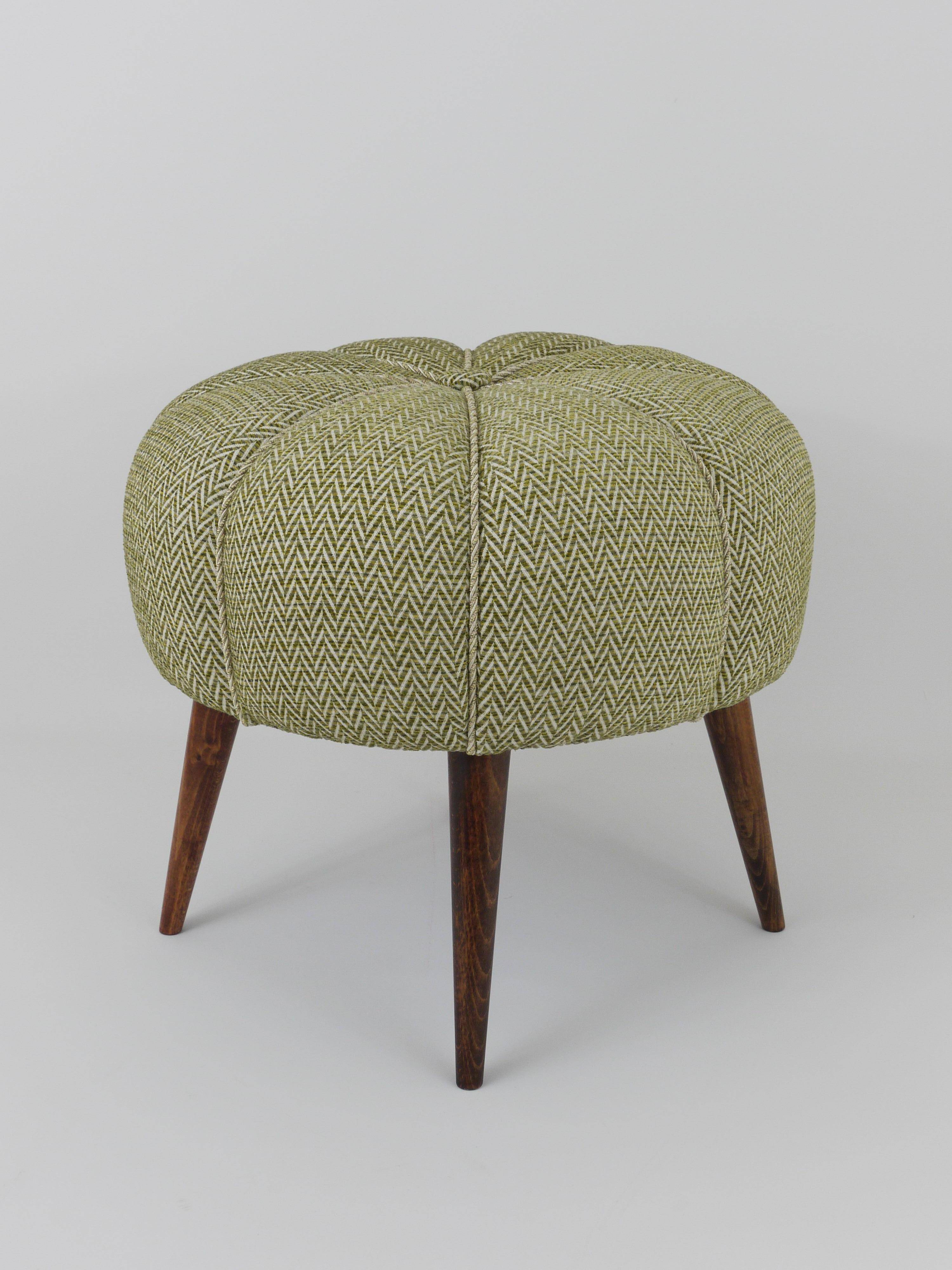 Up to Six Charming Zigzag Midcentury Stools, Pouf, Ottoman, Footstools, 1950s