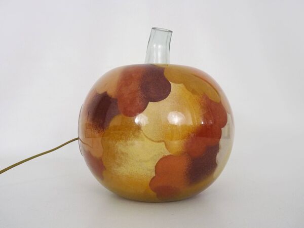Lampe à poser en verre soufflé forme pomme années 70