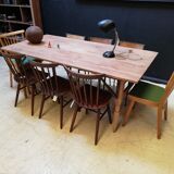 Table pliante en bois brasserie-guinguette , 6/8 couverts