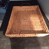 Large woven wicker tray with 2 handles