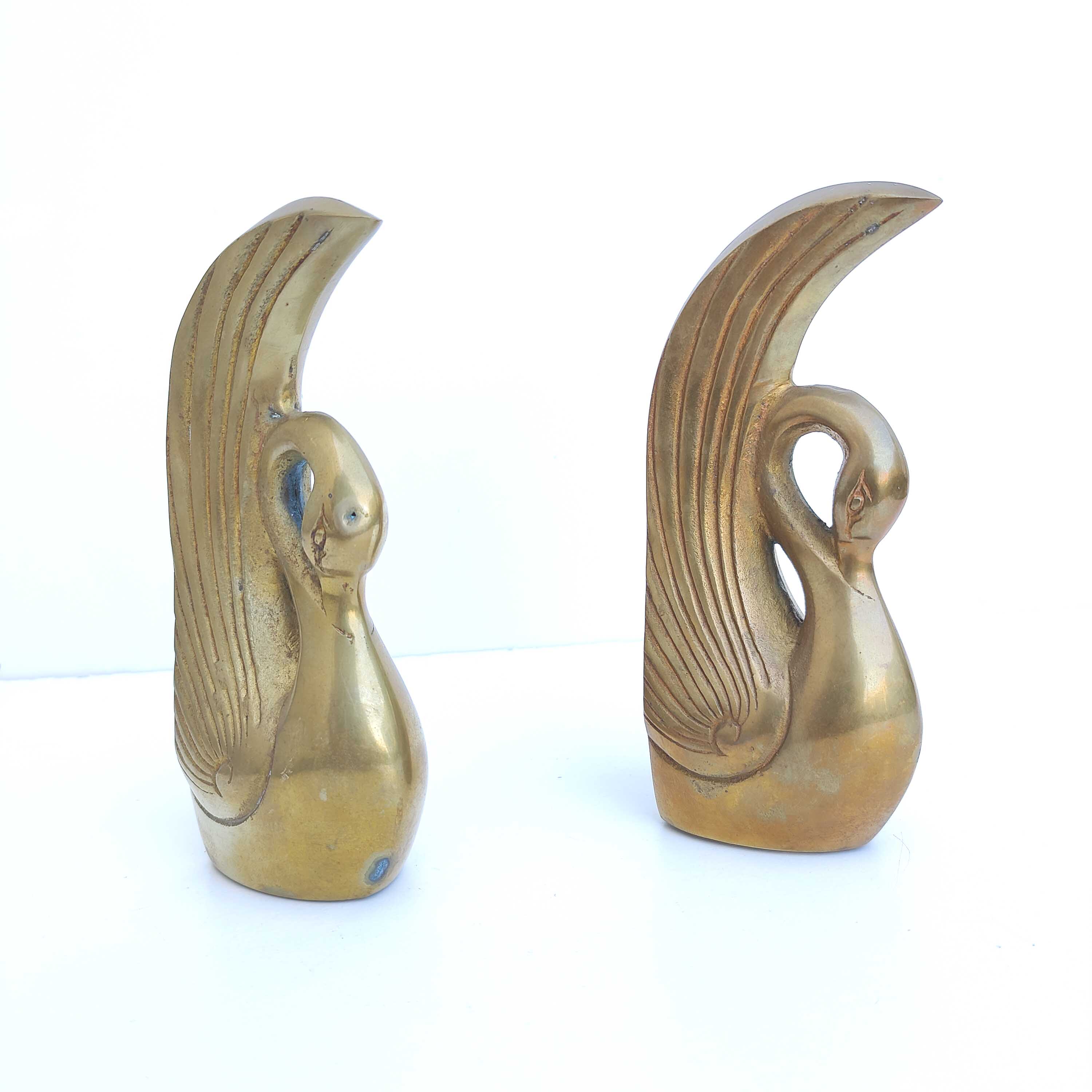 Pair of brass swan books greenhouse
