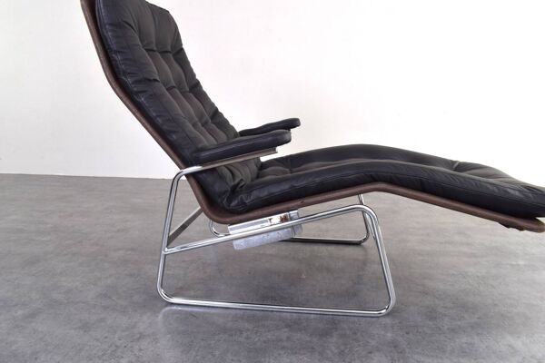 Chaise longue en cuir et chrome Model Fenix de Bauhaus par Sam Larsson pour Dux