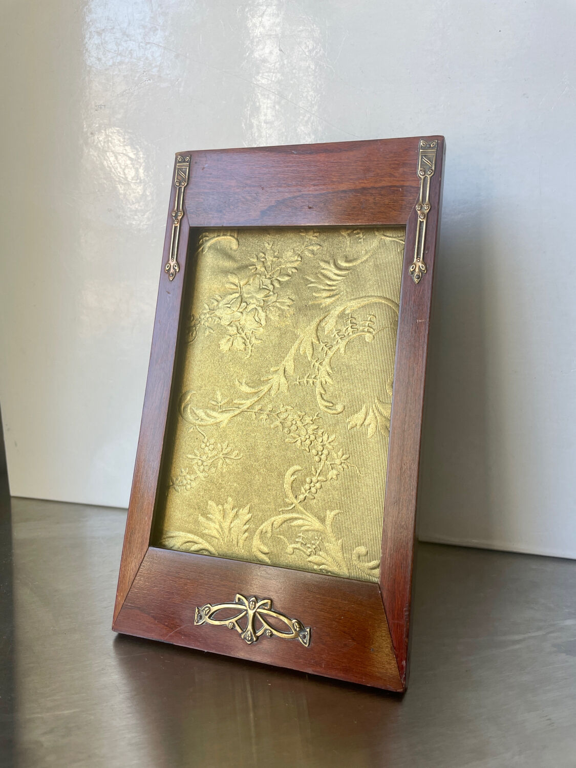 Mahogony and gilded brass picture frame