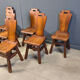 Vintage oak brutalist chairs, 1970s set of 6
