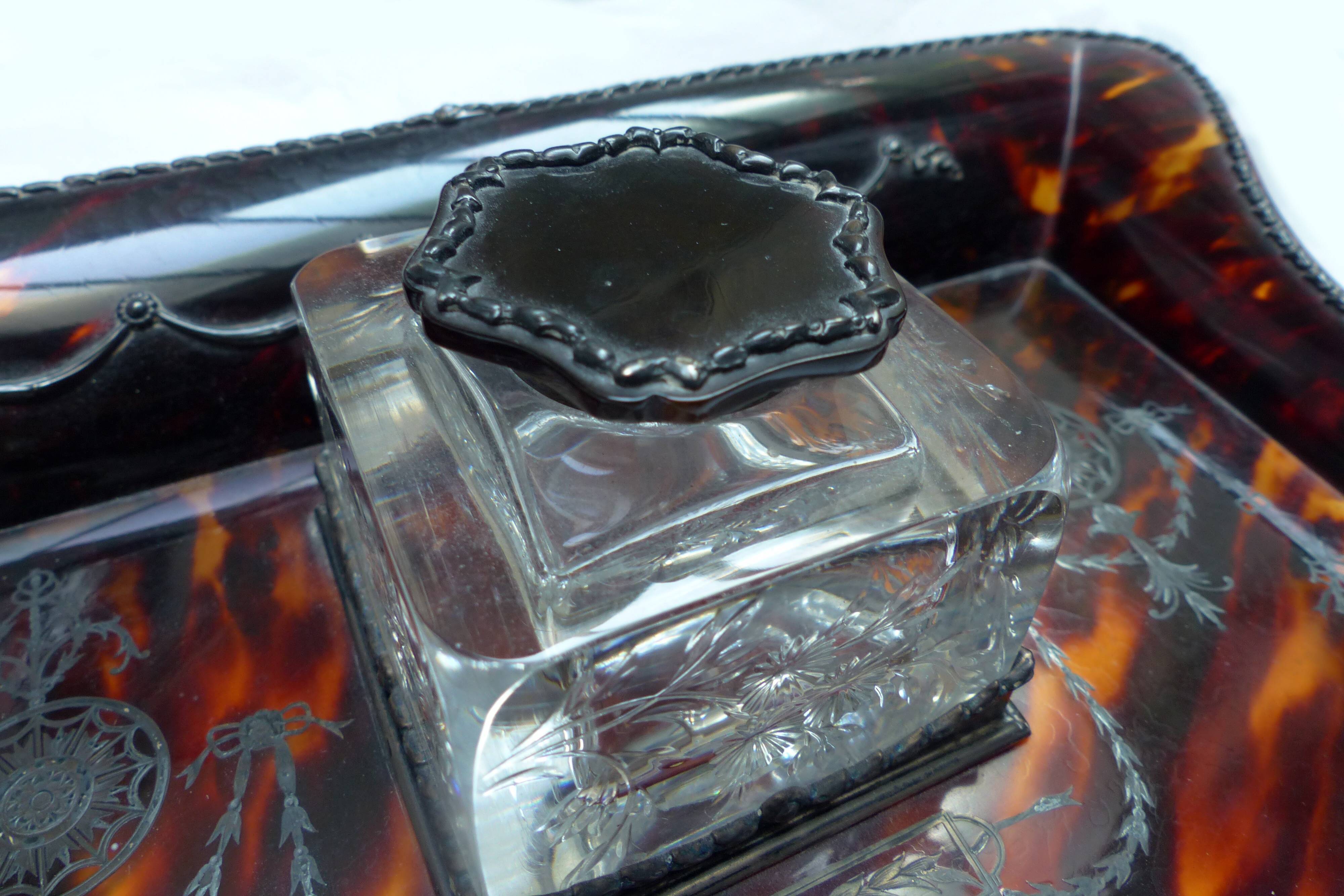 Silver inkwell and scale 19th century