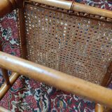 Pair of bamboo-style wooden canned chairs