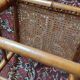 Pair of bamboo-style wooden canned chairs
