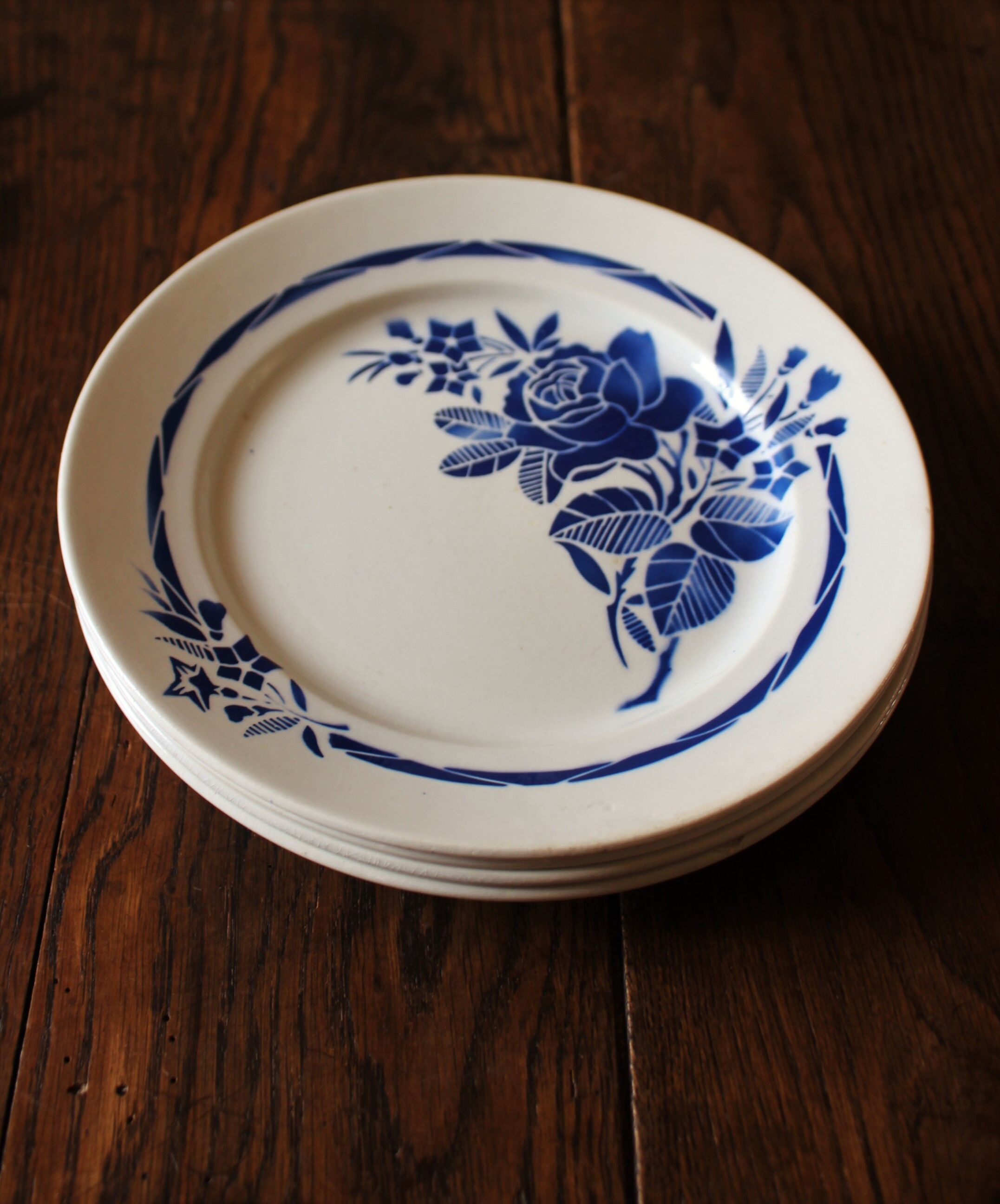 Lot 4 flat plates Badonviller Blue Rose
