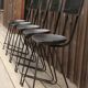 Set of 5 chairs in wood and black lacquered metal