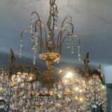 Cascade chandelier with bronze and crystal pendants