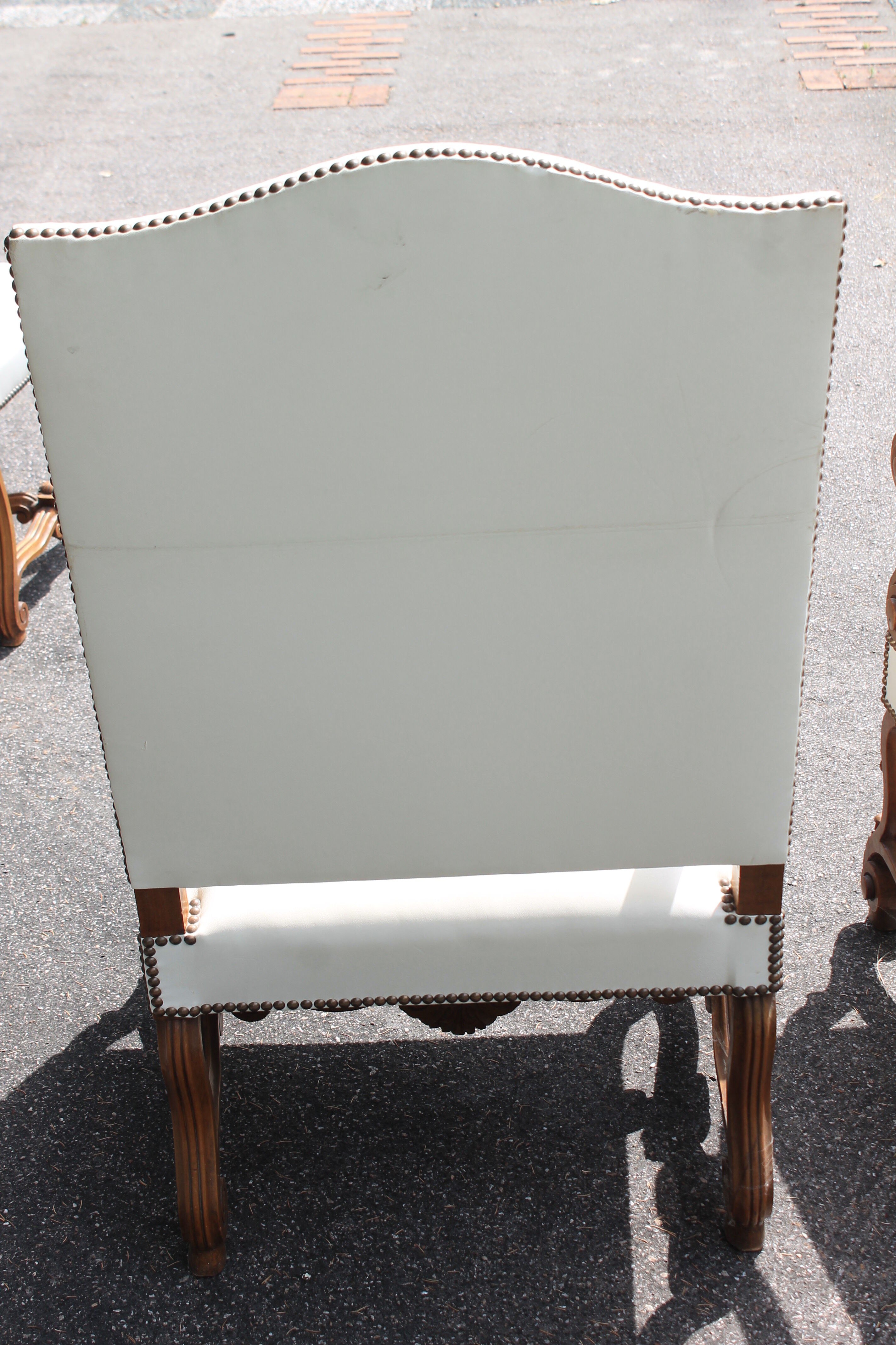 Pair of white skai armchairs
