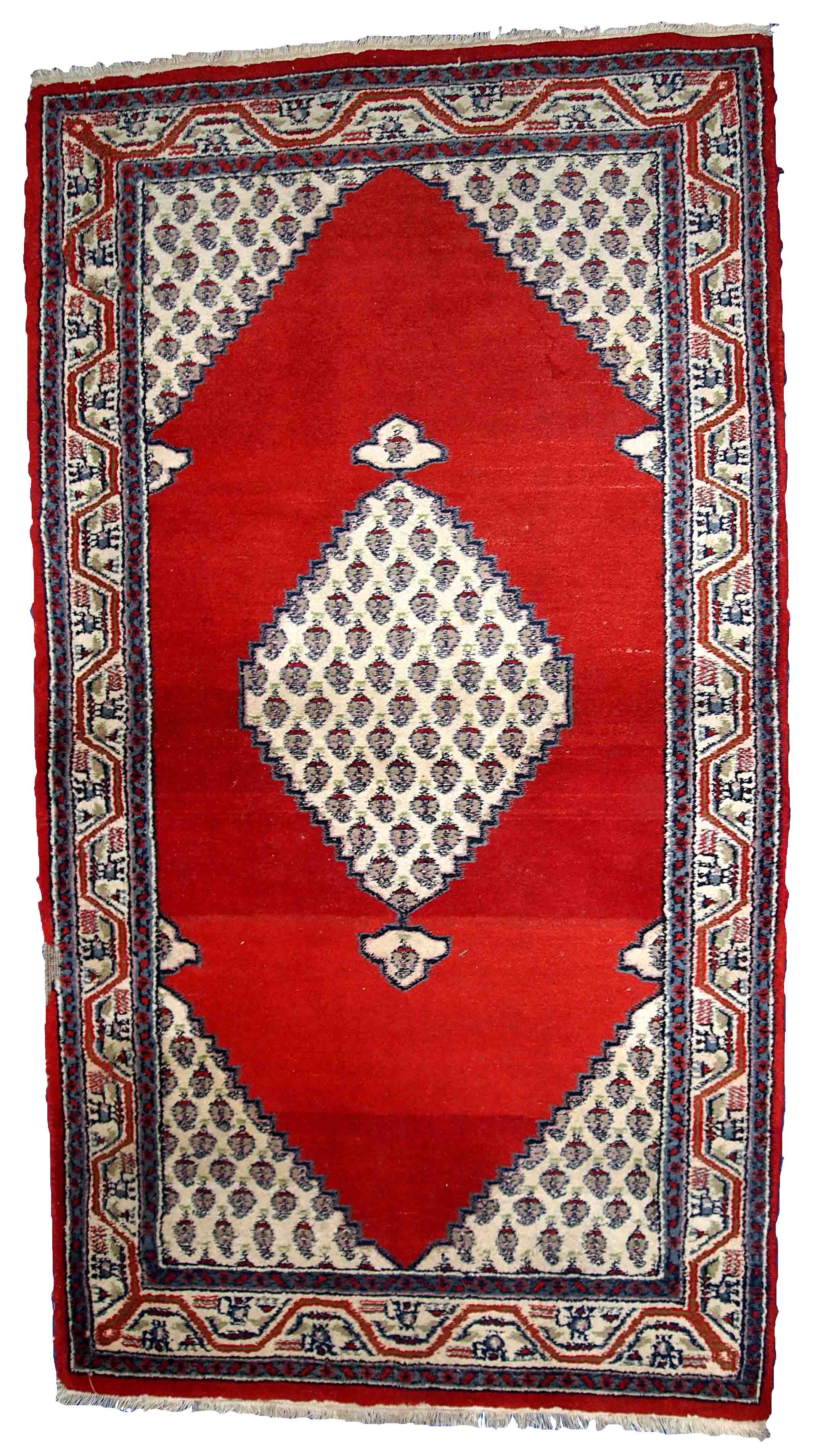 Vintage Indian Carpet Seraband handmade 91cm x 163cm 1970s, 1C757