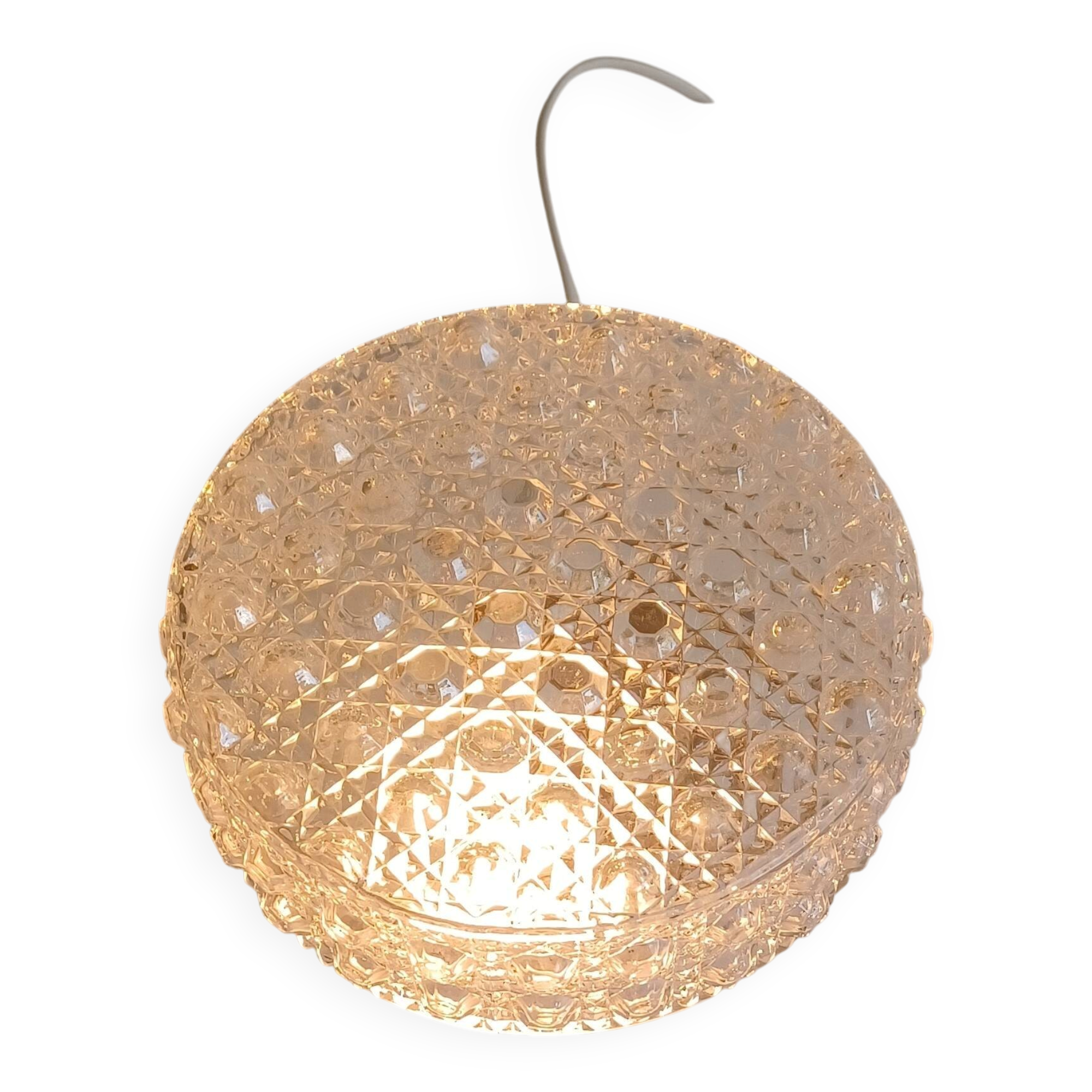 Vintage round ceiling light - Moulded glass - 1960