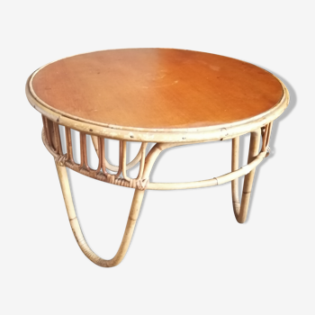 1960 wicker rattan coffee table