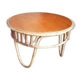 1960 wicker rattan coffee table