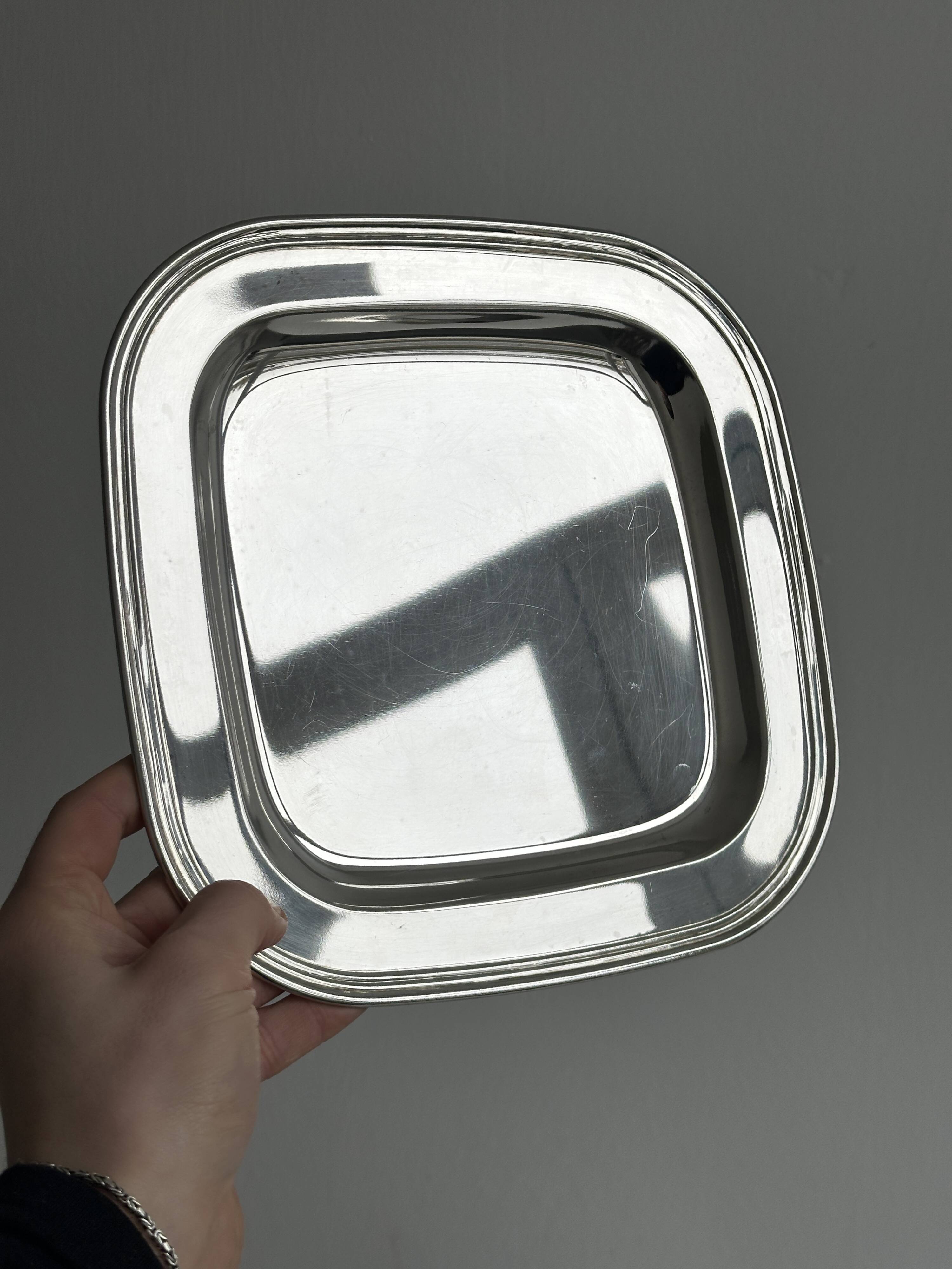 Shiny metal rectangular tray