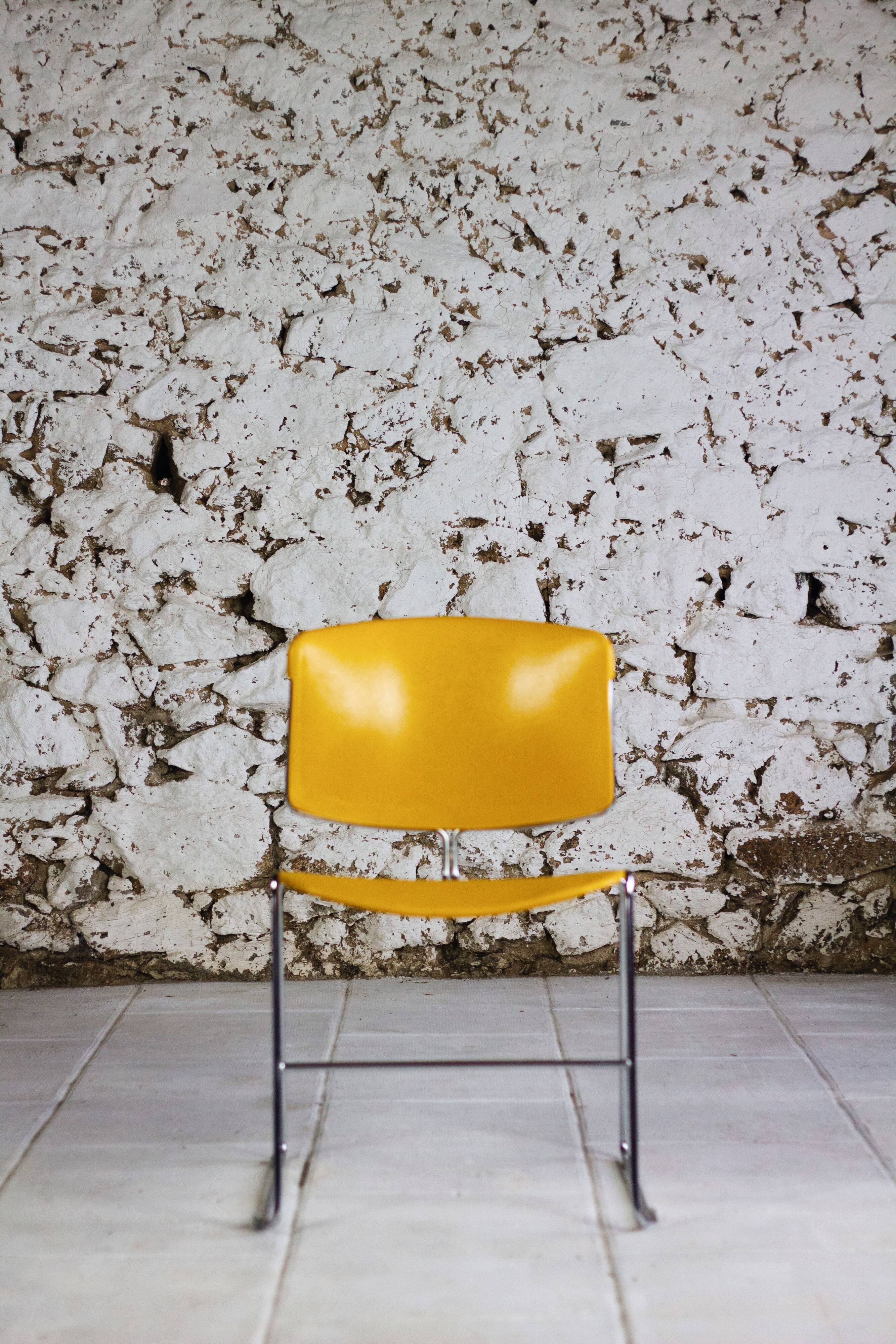 Chaise traineau jaune par Max Stacker pour Steelcase, 1970