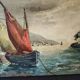 Oil on canvas of a Mediterranean seascape signed MG – 1950s/70s