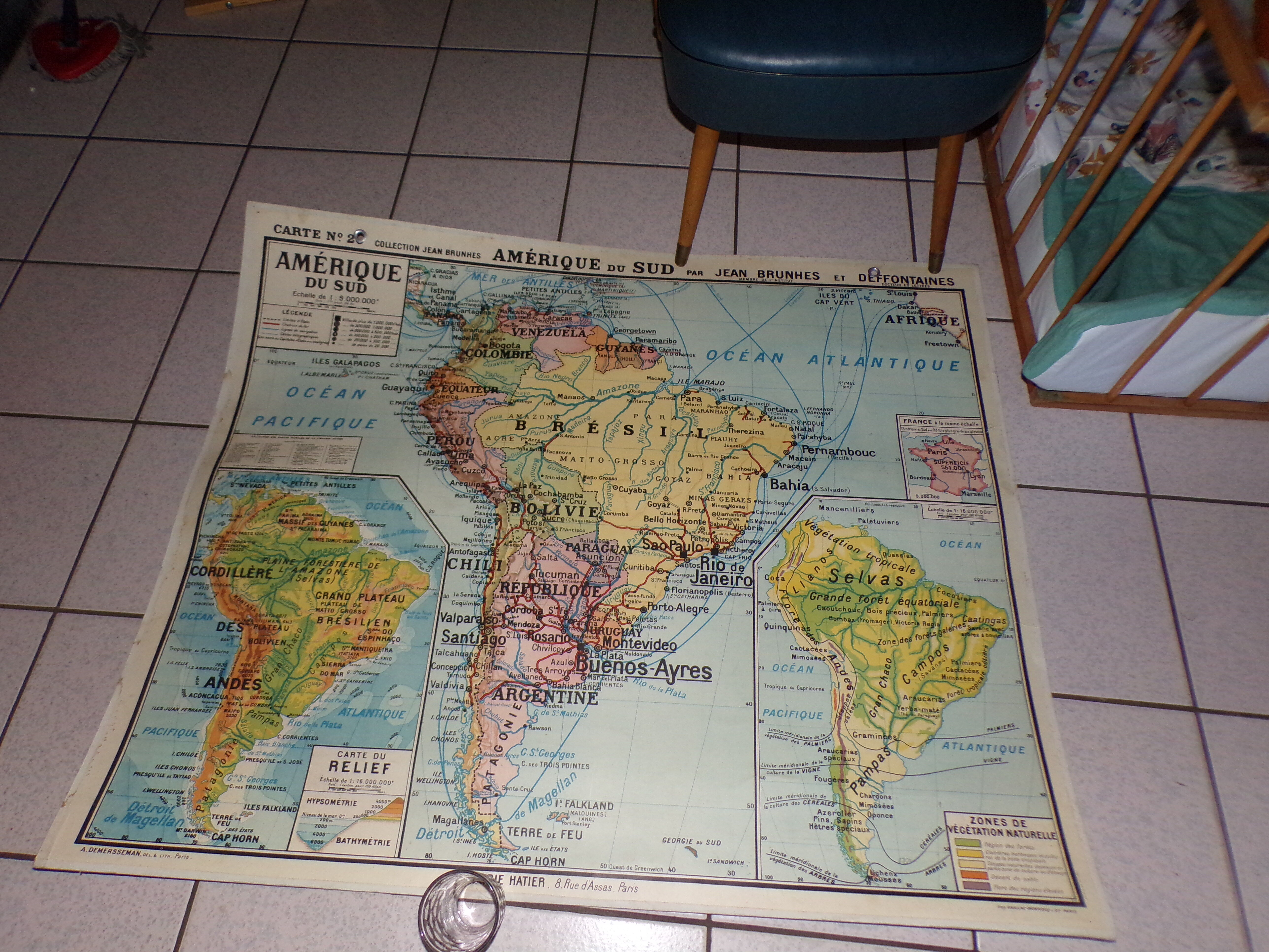 Ancient school map South America