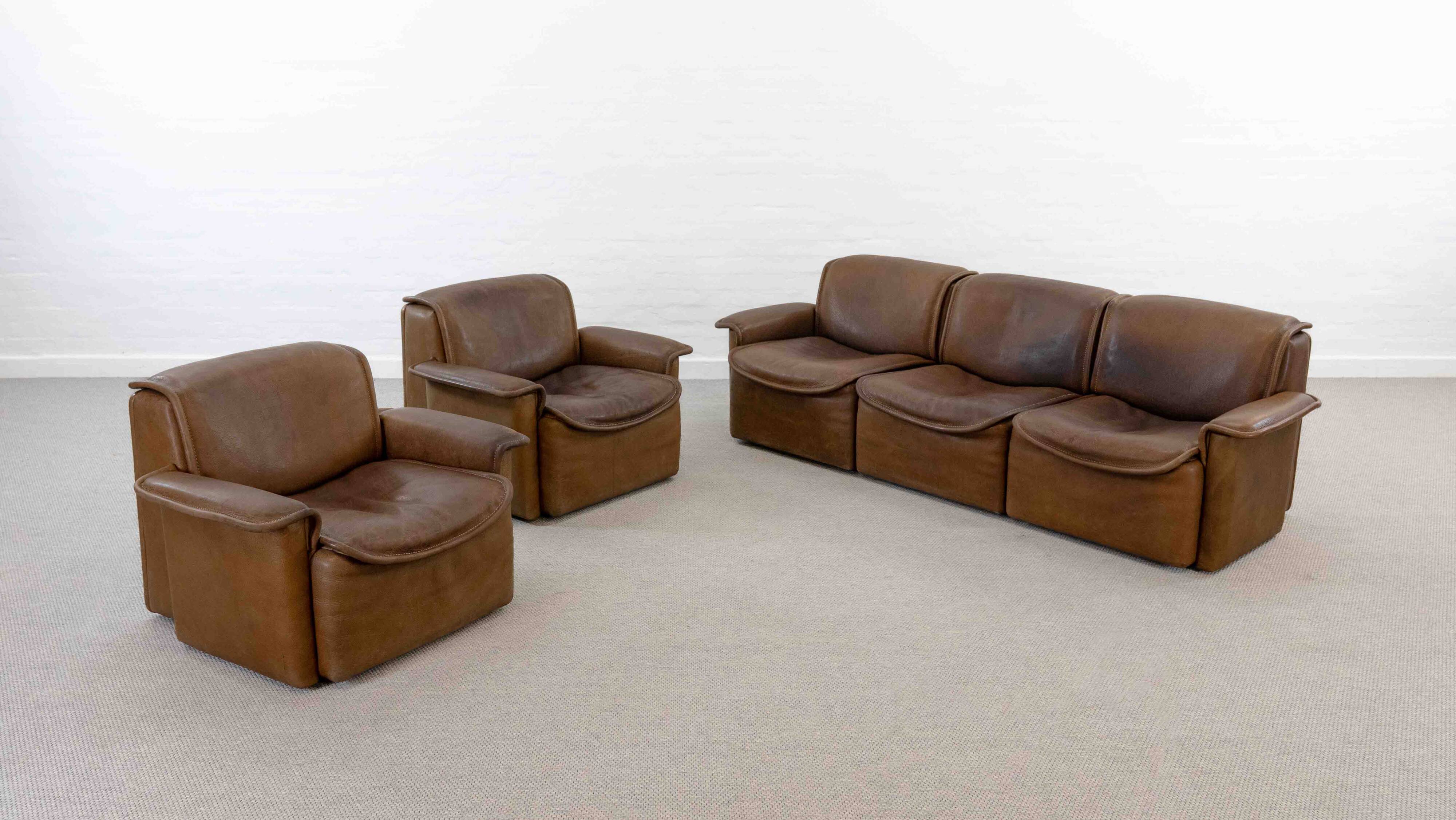 Modular De Sede Sofa DS-12 in cognac leather, 70s