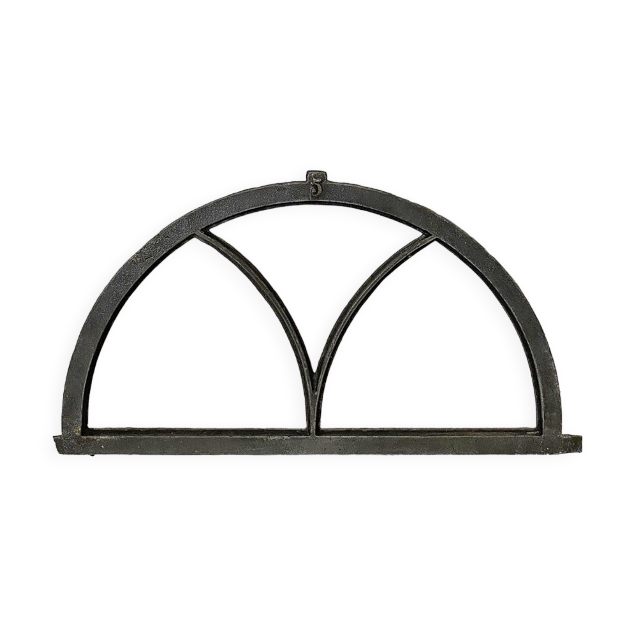 Old arched anthracite grey window