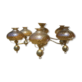 Amber glass globe chandelier