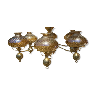 Lustre globes en verre ambrée