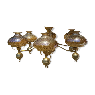Amber glass globe chandelier