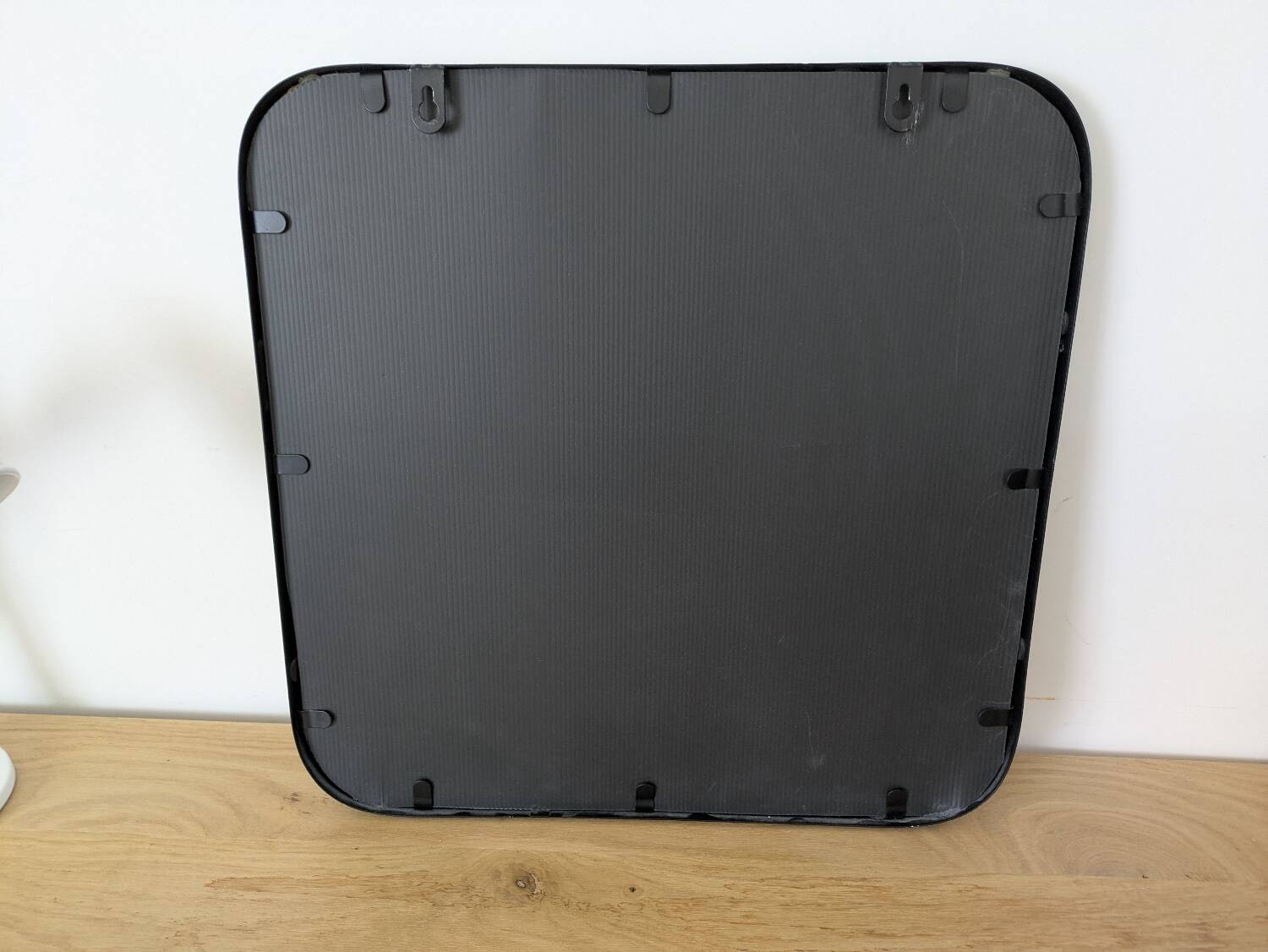 Black metal square mirror, industrial style