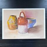 Tableau nature morte poteries