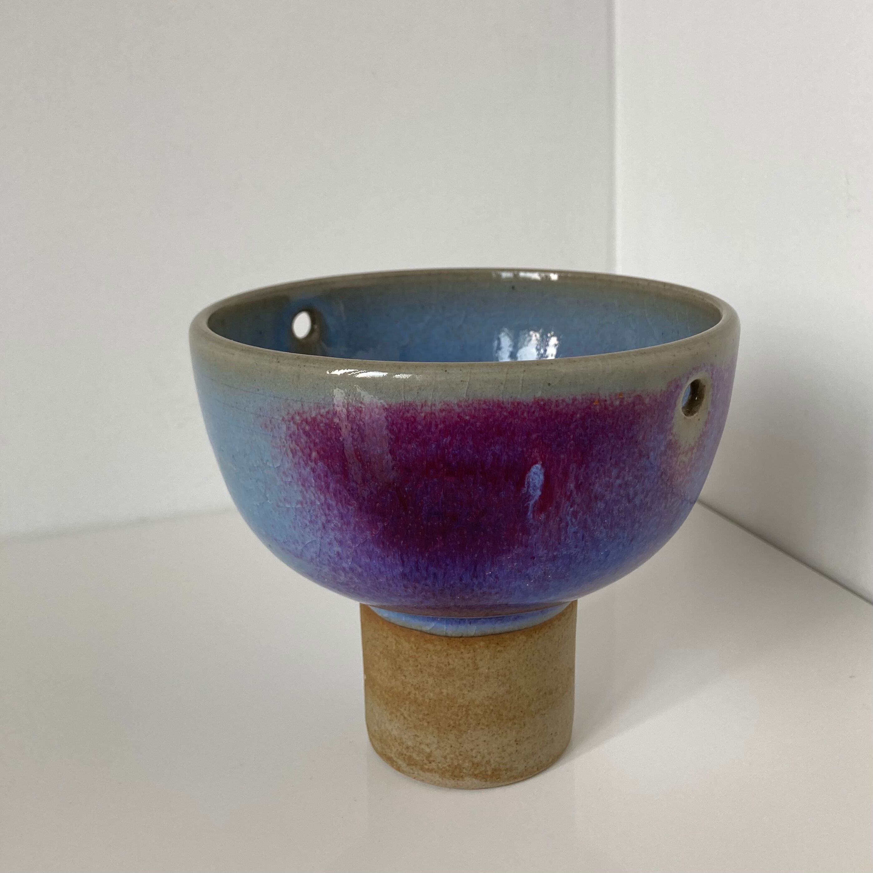 Beautiful Chinese porcelain standing cup covered with oxblood and moonlight