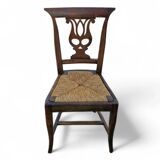 4 x elm dining chair with a carved back frame in a rosette / France / 1890-1900