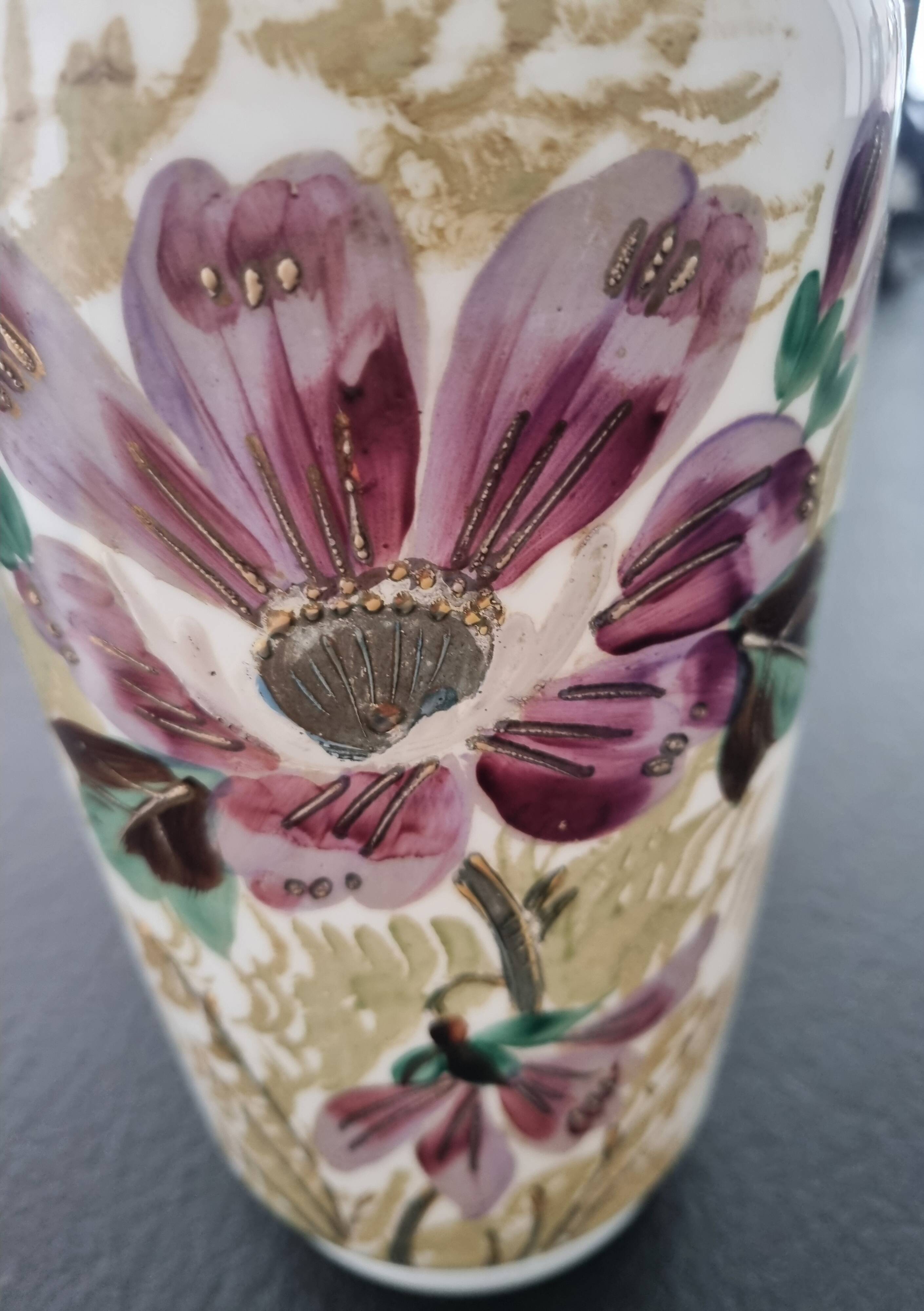 Painted opaline vase, 1900