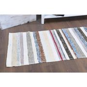 Vintage Turkish Hand-Knotted Wool Cotton White Kilim Runner Rug 60x196