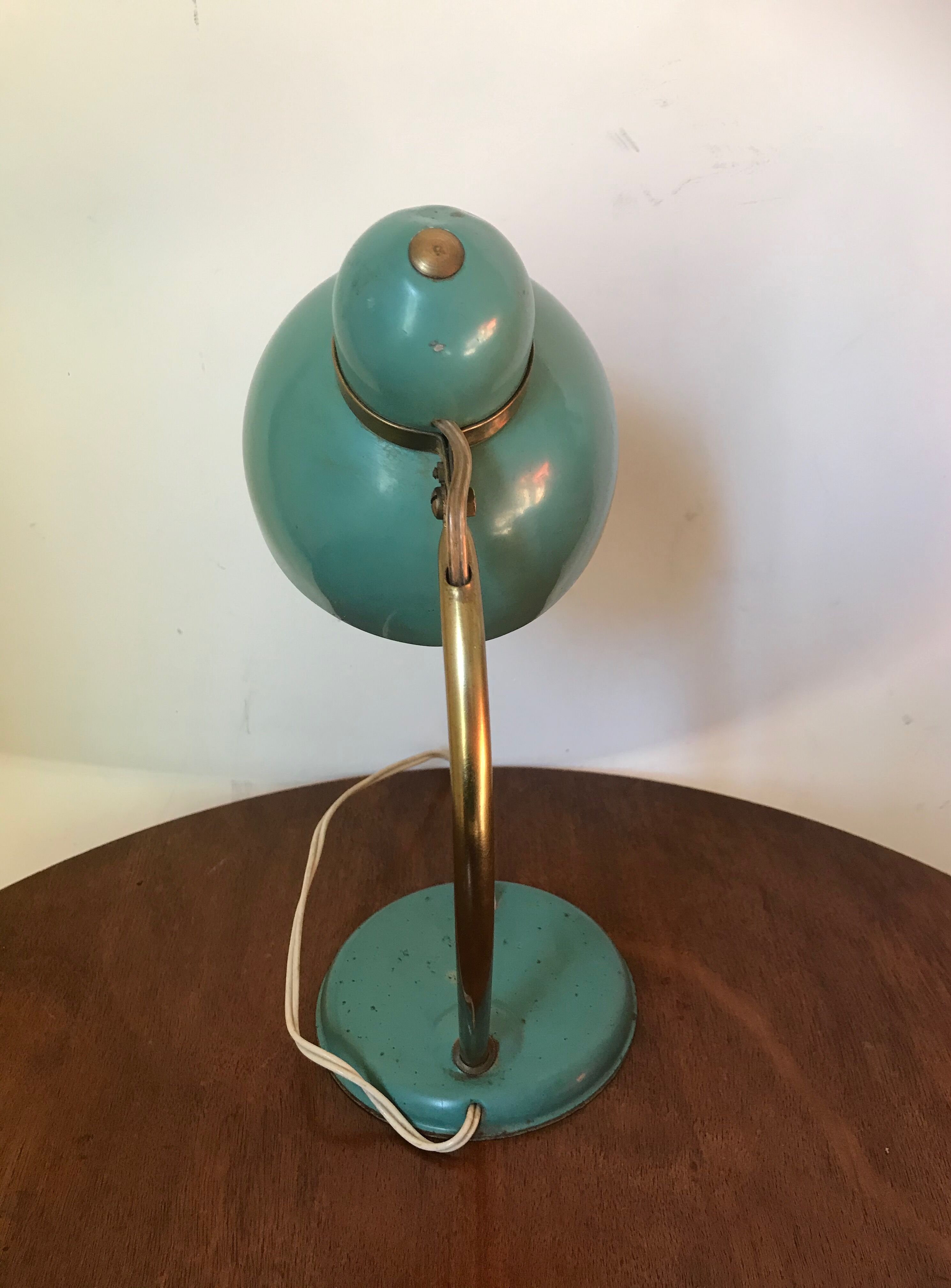 Vintage khaki green metal lamp
