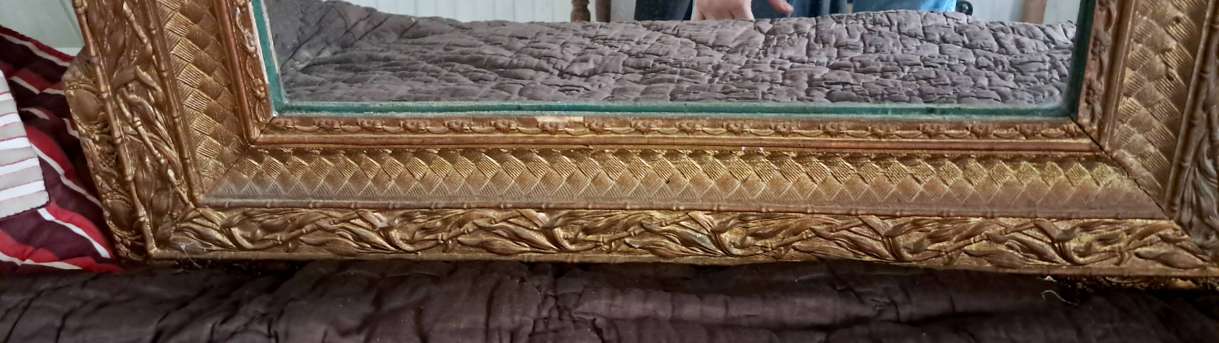 Golden Wood Mirror, stamped AB Bordeaux, Louis XVI style – Late 19th century