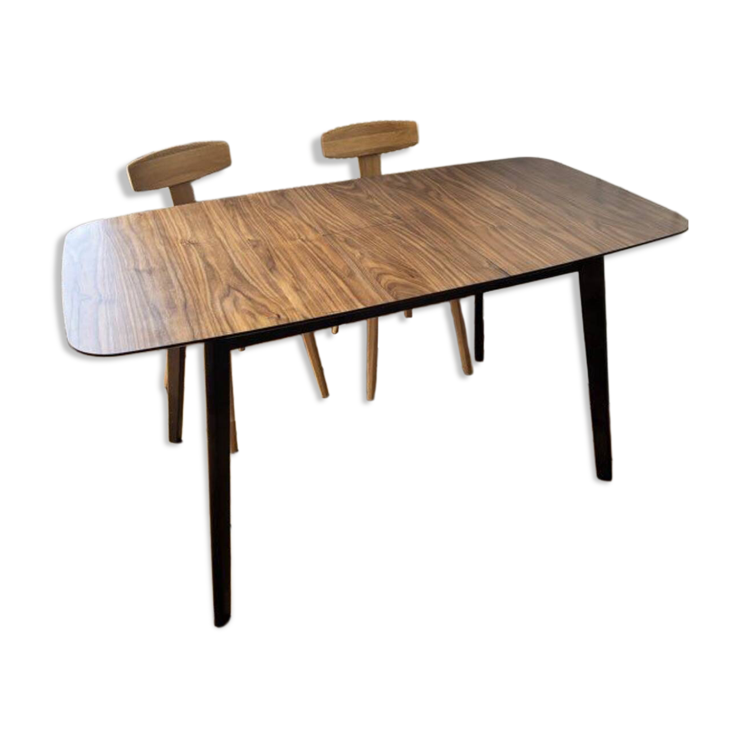 Extendable dining table for 4/6 people, dark walnut, 120/150 cm, 75 cm.