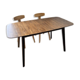 Extendable dining table for 4/6 people, dark walnut, 120/150 cm, 75 cm.
