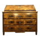 Commode scribanne époque Louis XVI en ronce de noyer à décor marqueté